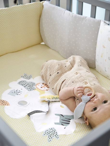 Set of 2 Covers for the Bottom of the Playpen, Jungle Colours Theme Light Blue+White/Print - vertbaudet enfant 