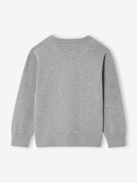 Round Neckline Jumper with Dog Motif marl grey - vertbaudet enfant 