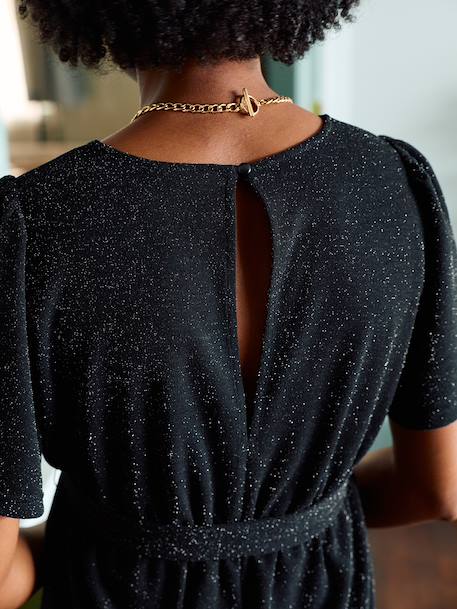 Glittery velvet jumpsuit for pregnancy and nursing clothes black - vertbaudet enfant 