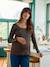 Long-Sleeved T-Shirt in Rib Knit for Maternity chocolate - vertbaudet enfant 