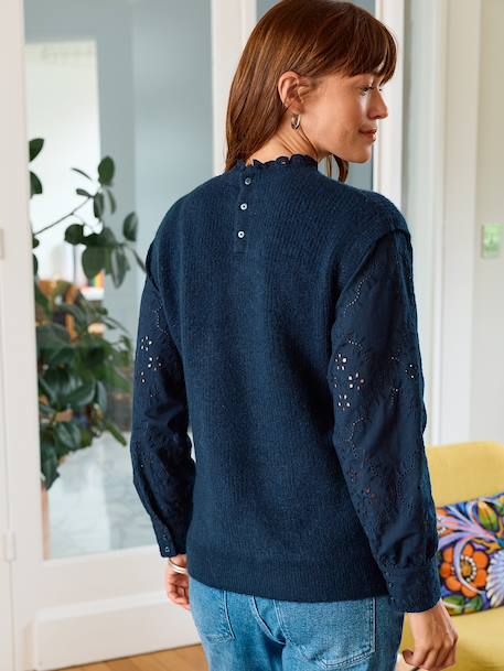 Two-tone maternity jumper navy blue - vertbaudet enfant 