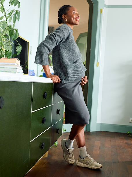 Ribbed knit maternity midi pencil skirt anthracite - vertbaudet enfant 