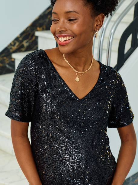 Sequinned Dress for Maternity black+gold - vertbaudet enfant 