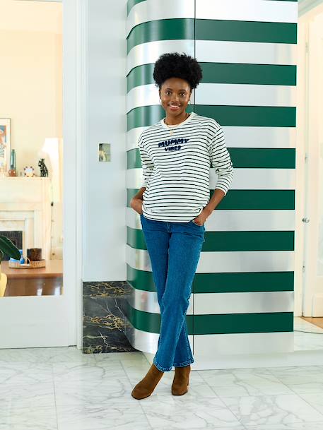 Cotton* striped nursing clothes t-shirt green - vertbaudet enfant 