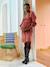 Short cotton gauze dress for maternity and nursing clothes black+dusky pink - vertbaudet enfant 