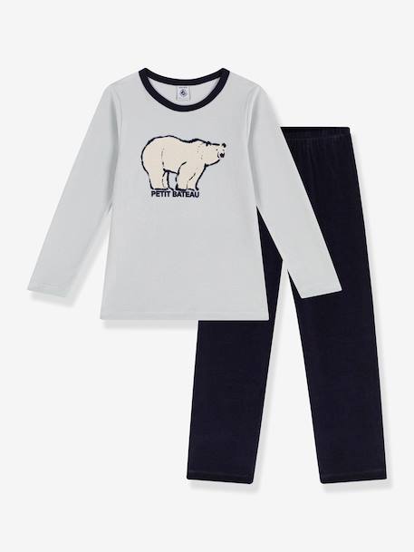 PETIT BATEAU velvet pyjamas for children grey - vertbaudet enfant 
