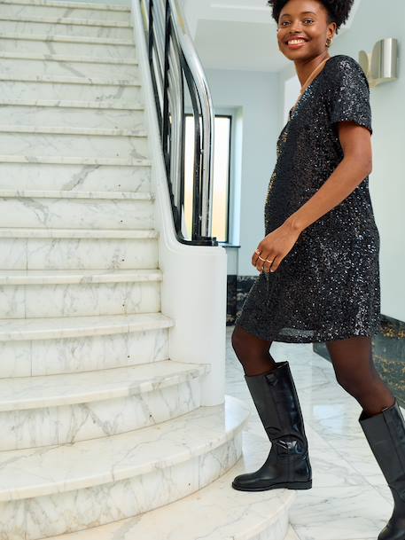 Sequinned Dress for Maternity black+gold - vertbaudet enfant 
