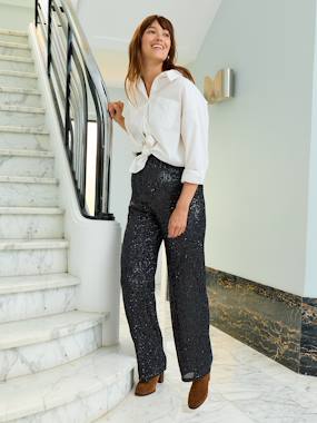 Sequinned Trousers for Maternity - vertbaudet enfant Maternity-Sequinned Trousers for Maternity