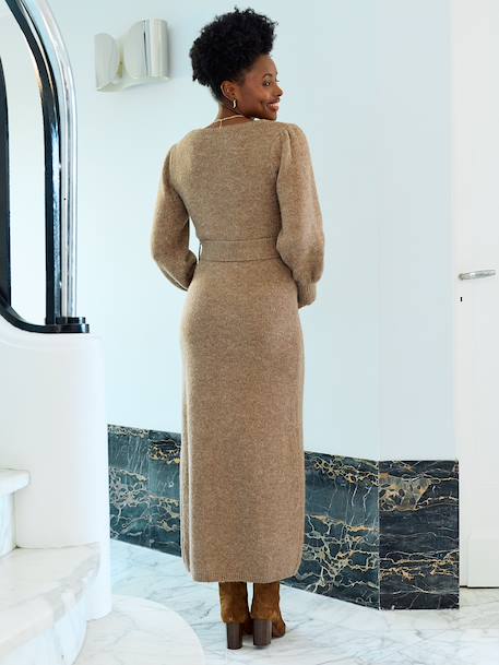 Robe longue de grossesse tricot chiné chocolat - vertbaudet enfant 