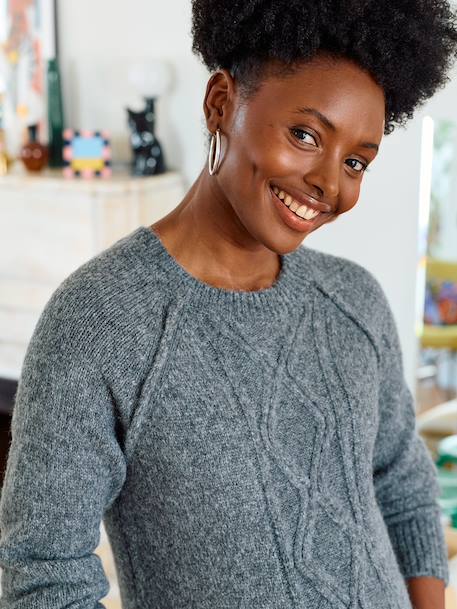 Rob-pull torsades avec laine grossesse gris chiné - vertbaudet enfant 