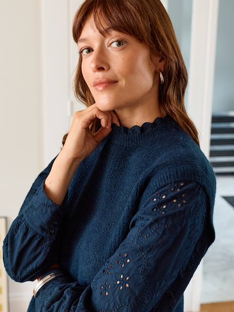 Two-tone maternity jumper navy blue - vertbaudet enfant 