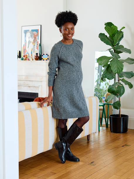 Rob-pull torsades avec laine grossesse gris chiné - vertbaudet enfant 