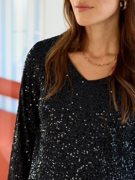 Reversible sequin nursing blouse, front/back black - vertbaudet enfant 