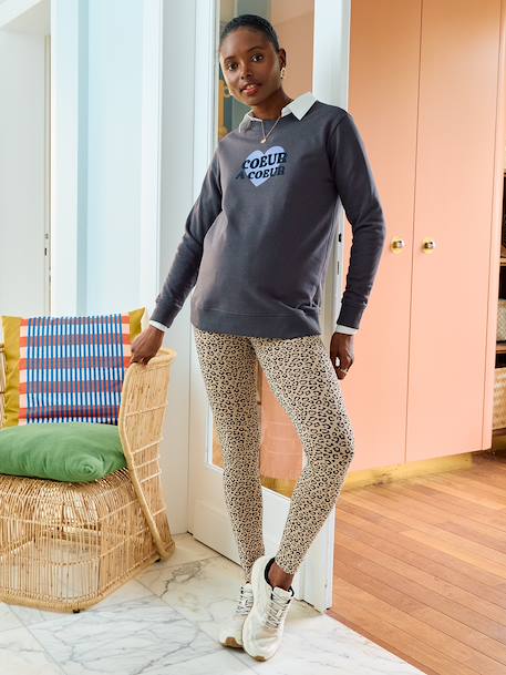 Maternity sweatshirt with heart-to-heart pattern anthracite - vertbaudet enfant 