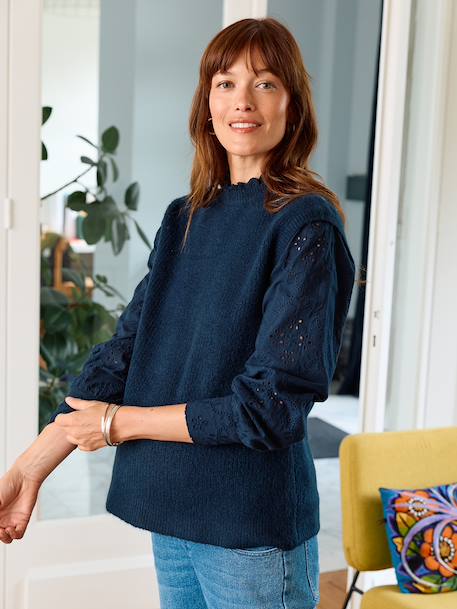 Two-tone maternity jumper navy blue - vertbaudet enfant 