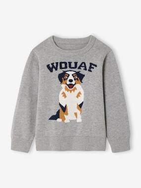Pull Col Rond Chien - vertbaudet enfant Garçon-Pull Col Rond Chien