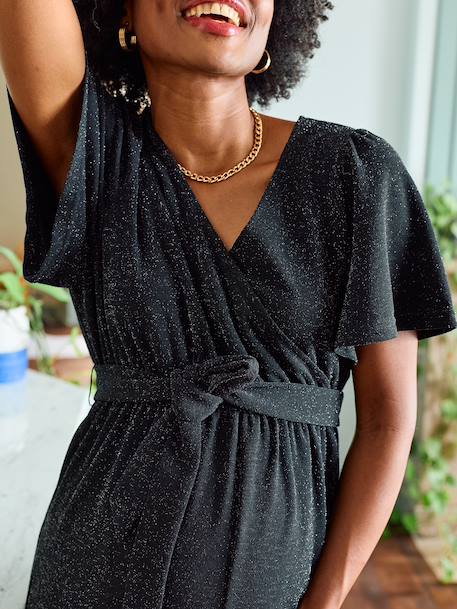 Glittery velvet jumpsuit for pregnancy and nursing clothes black - vertbaudet enfant 