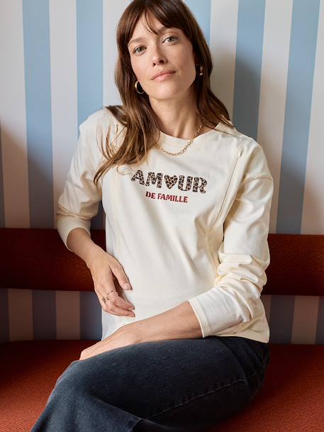 Nursing clothes t-shirt with love pattern ecru - vertbaudet enfant 