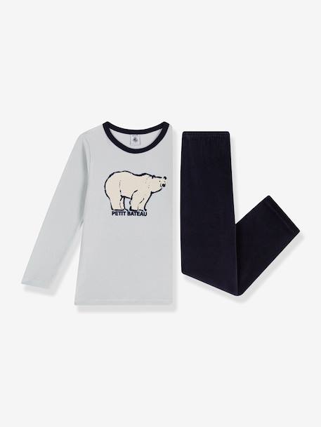 PETIT BATEAU velvet pyjamas for children grey - vertbaudet enfant 