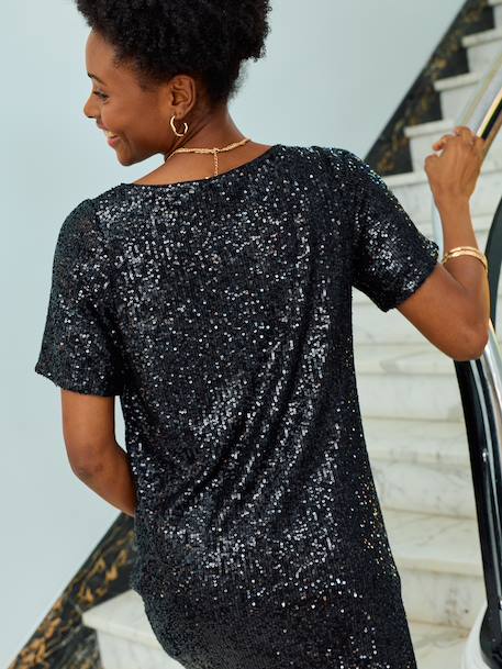 Sequinned Dress for Maternity - black, Maternity