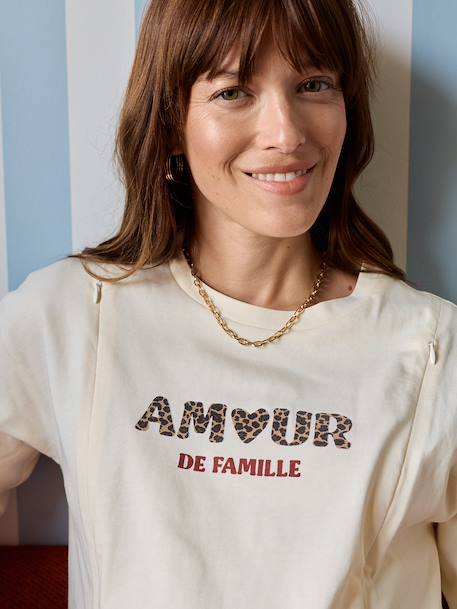 Nursing clothes t-shirt with love pattern ecru - vertbaudet enfant 