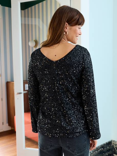 Reversible sequin nursing blouse, front/back black - vertbaudet enfant 