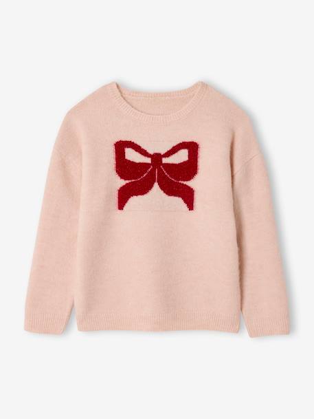 Coffret Noël fille pull jacquard et accessoire écru+rose pâle - vertbaudet enfant 
