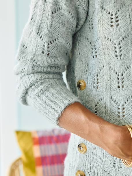 Knitted nursing clothes jumper with openwork design marl grey - vertbaudet enfant 