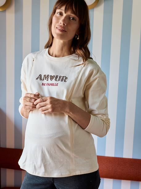 Nursing clothes t-shirt with love pattern ecru - vertbaudet enfant 