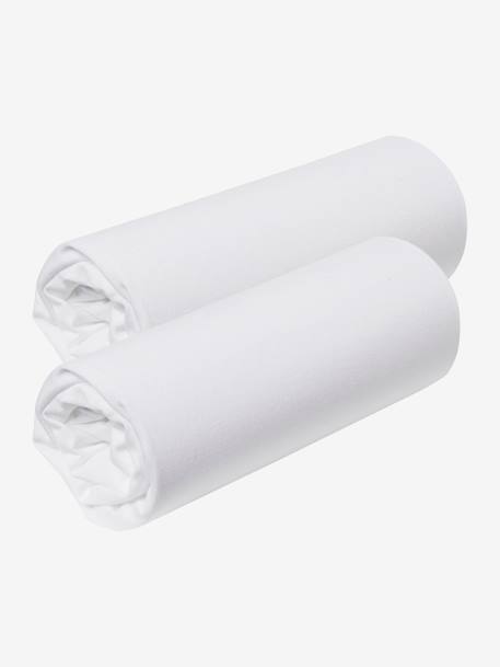 Lot de 2 housses pour berceau et cododo en coton bio* blanc+écru+marine/écru - vertbaudet enfant 