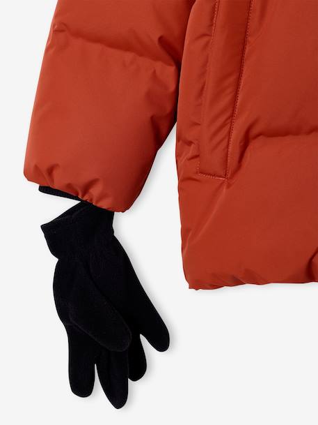 Fleece-Lined Lightweight Jacket, with Mittens or Gloves amber+fir green - vertbaudet enfant 