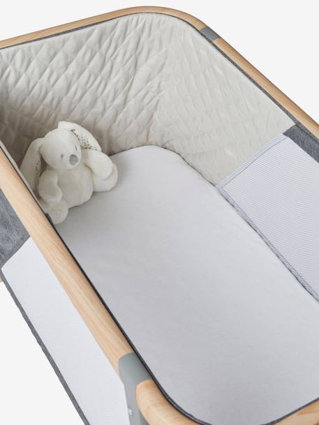 Lot de 2 housses pour berceau et cododo en coton bio* blanc+écru+marine/écru - vertbaudet enfant 