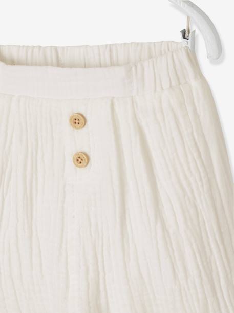 Pantalon bébé mixte coupe sarouel en gaze de coton Blanc+Bleu+jaune+rose+tilleul - vertbaudet enfant 
