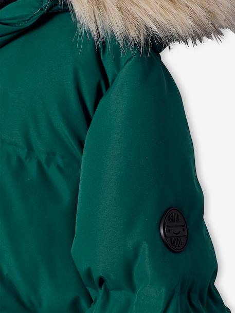 Fleece-Lined Lightweight Jacket, with Mittens or Gloves amber+fir green - vertbaudet enfant 