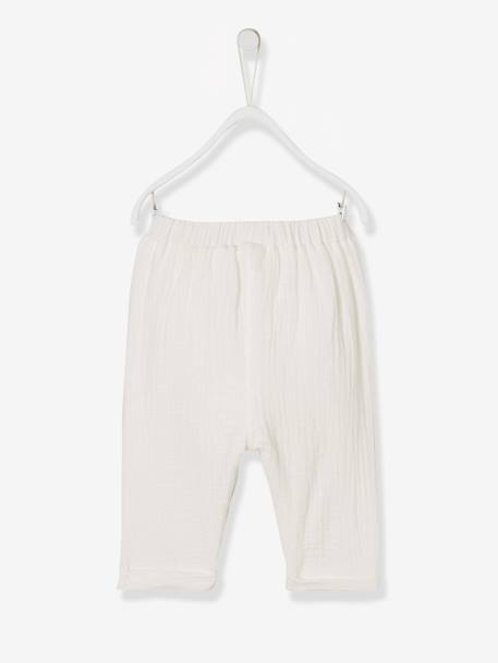 Pantalon bébé mixte coupe sarouel en gaze de coton Blanc+Bleu+jaune+rose+tilleul - vertbaudet enfant 