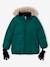 Doudoune garçon à capuche doublée polaire avec moufles ou gants ambre+vert sapin - vertbaudet enfant 