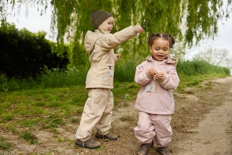 MATWALENTAYO children's rain dungarees MINI A TURE all year round deep blue+green+old rose - vertbaudet enfant 