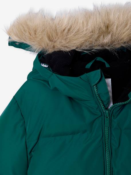 Fleece-Lined Lightweight Jacket, with Mittens or Gloves amber+fir green - vertbaudet enfant 