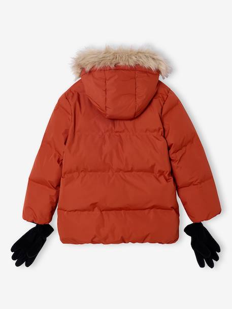 Fleece-Lined Lightweight Jacket, with Mittens or Gloves amber+fir green - vertbaudet enfant 