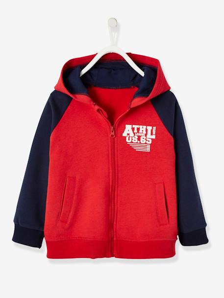 Zipped Jacket with Hood for Boys Dark Red - vertbaudet enfant 