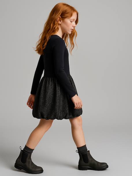 Robe boule fille bi-matière anthracite - vertbaudet enfant 