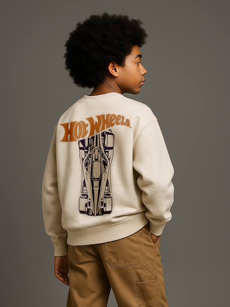 Sweat-shirt Mattel Hot Wheels garçon beige chiné - vertbaudet enfant 