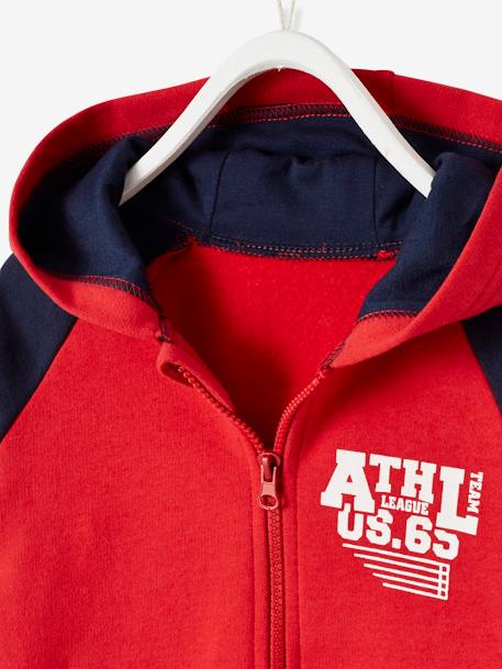 Zipped Jacket with Hood for Boys Dark Red - vertbaudet enfant 