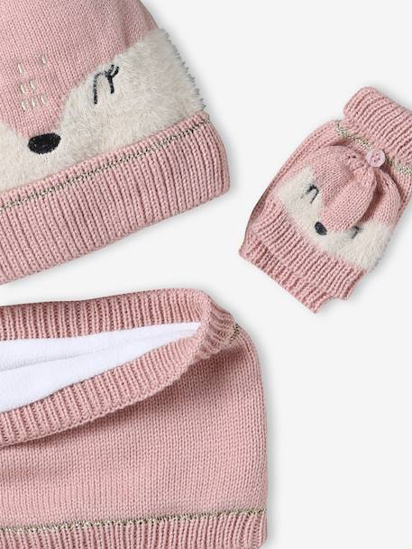 Christmas Set with Beanie + Snood + Gloves/Mittens rosy - vertbaudet enfant 