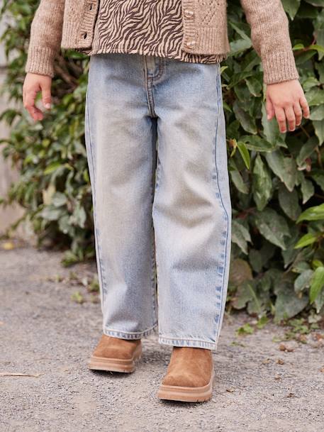 Wide Leg Jeans for Girls black denim+bleached denim+brut denim+denim grey+medium blue+stone - vertbaudet enfant 