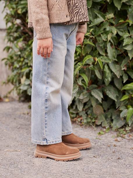Wide Leg Jeans for Girls black denim+bleached denim+brut denim+denim grey+medium blue+stone - vertbaudet enfant 