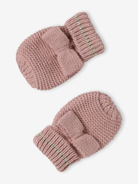 Christmas Set: Beanie, Snood & Mittens for Babies rosy - vertbaudet enfant 