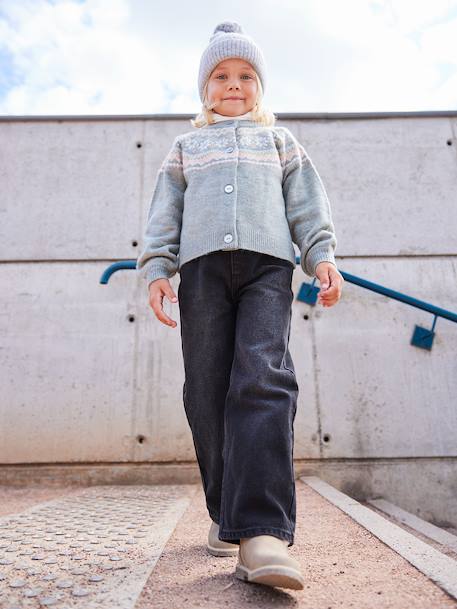 Wide Leg Jeans for Girls black denim+bleached denim+brut denim+denim grey+medium blue+stone - vertbaudet enfant 