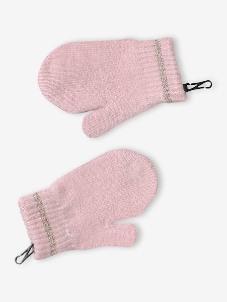 Girl's Christmas set: beanie + snood + mittens/gloves rosy - vertbaudet enfant 