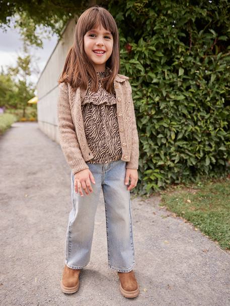 Blouse fille gaze de coton motif zébré chocolat - vertbaudet enfant 